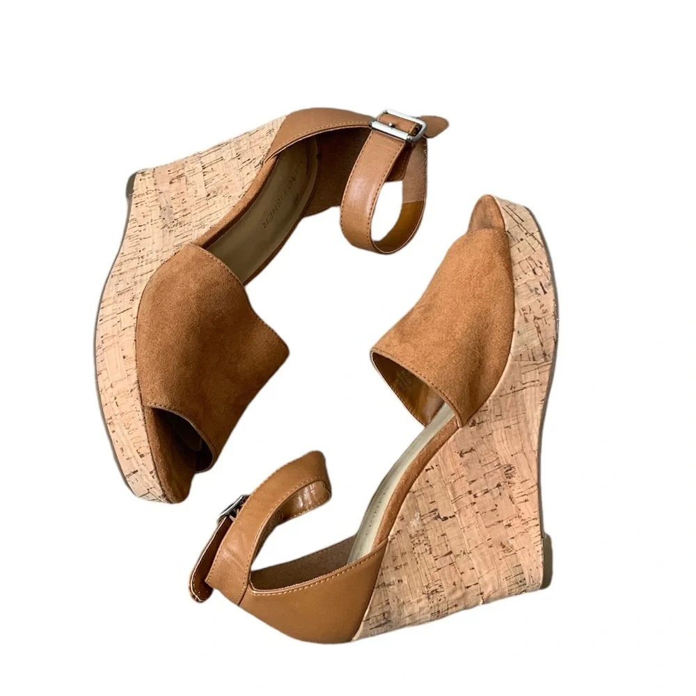 Marc Fisher Wander brown wedges size 7.5 boho‎ classic basic spring summer fall